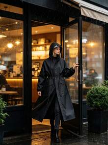 Women's Long Hooded Raincoat Outdoor Windproof Rain - Women's Raincoat - View 3
