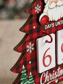 1 Set Wooden 99-Day Christmas Countdown Calendar, Rustic Santa Tree Centerpiece Decoration, Suitable For Home Desktop Display, Marked With Christmas Countdown Dates, Perfect Gift For Friends On Christmas And Halloween, Christmas Dining Table Centerpiece Calendar - A - View 5