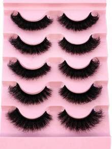 5 Pairs DD Voluminous Fluffy False Eyelashes, 8D Dense Faux Mink Hair Long Soft Thick Lashes For Eyelash Extension Makeup Look - Black - View 8
