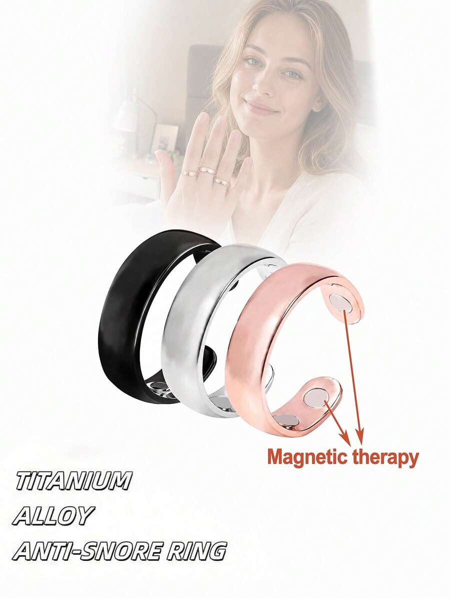 1pc Unisex Anti-Snoring Rings - Dual Magnetic Therapy Rings, Adjustable Finger Rings, Reusable, No Battery Required, Sleep Aid | Adjustable Ring | Magnetic Ring - Multicolor - View 1