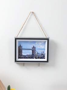 1pc Hanging Photo Frame With Bottom Hooks, Wall Mount Picture Frame For Photo Display, Multi‑Hook Design For Hanging Ornaments Shell Pinecone, Home Wall Decor For Bedroom Living Room Gallery Wall, Gift For Housewarming - Multicolor - View 11