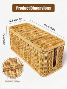 1 st förvaringsbox för grenuttag på skrivbord, vävd textur, nordisk lantstil, plastmaterial, lämplig för sovrum, kan förvara grenuttag och kablar, vardagsrumsdekor, höstdekor för hemmet, rumsdekoration - Multifärgad - Visa 13