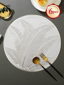 6-24pcs Champagne Gold PVC Hollow Placemats, Round Carved Coasters, Luxury Table Decor, Coffee Cup Heat Insulation Mats, Tabletop Photography Props, Home Dining Table Scratch-Resistant Protective Mats, Wedding Table Decor, Luxury Home Dining Table Decoration Mats - Multicolor - View 22