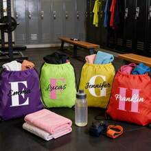 Personalized Drawstring Sports Backpack With Lightweight Drawstring Bag,Custom Your Name,Unisex, Ideal For Outdoor Sports,Leisure Travel,Daily Fitness - Multicolor - View 4