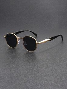 1 Pair Men's Fashion Vintage Style Oval Frame Glasses, Perfect Blend Of Modern And Retro, Suitable For Vacation, Party, Daily Life, Commute, Fits All Face Shapes - Multicolor - View 1