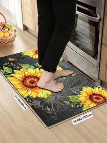 1/2pcs Autumn Floor Mat, Vintage Sunflower Pattern, Diatomaceous Earth Mat, Super Absorbent, Non-Slip, Perfect For Bathroom, Kitchen And Dining Room, Quick Drying, Perfect Gift For Home Decor And Bathroom Mat, Autumn Gift! - Multicolor - View 16