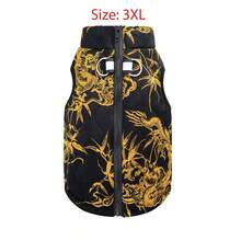 1pc Black & Gold Dragon Totem Print Gourd Style Pure Cotton Back Zipper Washable Pet Coat, Warm Dog Clothes For Autumn/Winter, Suitable For Large/Medium/Small Dogs And Cats, Indoor Or Outdoor Wear - Black - View 12