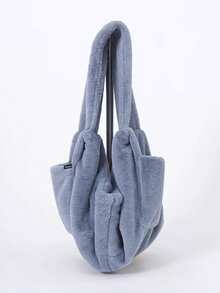 1pc Faux Rabbit Fur Dog Outdoor Fashion Shoulder Bag With Safety Rope Buckle, Soft And Warm - Multicolor - View 11