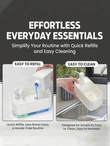 2-In-1 Soap Dispenser And Sponge Holder, Sink Organizer, Unisex, Refillable Soap Bottle, Suitable For Kitchen, Home, Bathroom Decor, Indoor Daily Use, Back To School, Christmas, Halloween, Travel, Holiday Party Gift, Essential Accessory - Multicolor - View 6