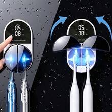 USB Charging Disinfecting Toothbrush Holder, Wall-Mounted Toothbrush Holder, Electric Toothbrush Holder Device, Toothbrush Storage Rack, Toothbrush Storage Rack With 2 Slots, Toothpaste Squeezer, Bathroom Accessories, Home Decor - Multicolor - View 4
