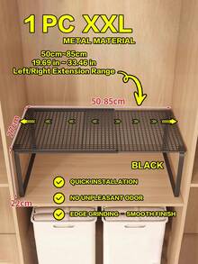 Expandable Metal Closet Storage Organizer Rack, Adjustable Height, Space-Saving Vertical Storage Rack For Clothes, Shoes, Cabinets - Easy To Install, Compatible With Wardrobes, Shoe Racks, Closet Organization, Suitable For Home, Office, Retail Spaces, Closet Storage And Organization - Multicolor - View 7