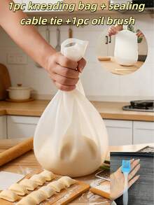 1pc Large Capacity Heat-Resistant Reusable Heavy Duty Silicone Dough Kneading Bag, Minimalist Solid Color Semi-Transparent Bag-Shaped Non-Stick Inner Wall Design For Easy Kneading Of Various Doughs, Baking Tool Suitable For Home Kitchen, Restaurant Baking, Bread, Pizza, Pasta Making, Baking Enthusiasts, Holiday Home Cooking - White - View 14