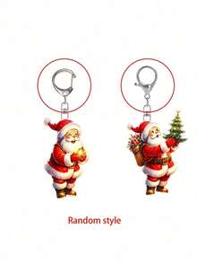 Santa Claus Series Pattern Keychain, Multiple Styles Available, Party Pendant, Multi-Functional Keychain Decoration, Phone Charm, Backpack Charm, Key Charm, Car Charm, Party Fashion Accessory, Fun 2D Acrylic Accessory, Suitable For Backpack, Bag, Car Key Charm And Daily Use, Great Choice For Couple Gift, Party Supplies, Christmas, Halloween Gift - Multicolor - View 10