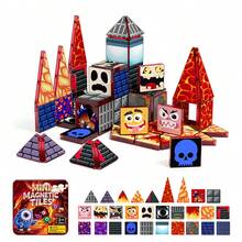 Cartoon Pattern Magnetic Building Blocks Set, 3D Magnetic Tiles Puzzle Toy For Kids, Early Education Educational Toy To Develop Spatial Imagination, Parent-Child Interactive Tabletop Game, Fun Desktop Decoration, Suitable For Children, Teenagers And Adults, Surprise Collectible Gift Box, Ideal Birthday, Holiday And Party Gift For Boys And Girls - Multicolor - View 8