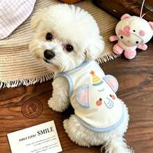1PC Cute Pet Tank Top Soft Breathable Dog/Cat Cartoon 3D Elephant Ear Sleeveless T-Shirt Suitable For Spring And Summer Teddy Poodle And Other Small And Medium Sized Pet Clothes - White - View 6