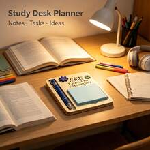 Funny Wooden Sticky Note Holder With Pen Slot, "The  I Need To Remember" Desktop Memo Pad Organizer Office Desk Decor Novelty Gift - Blue - View 1