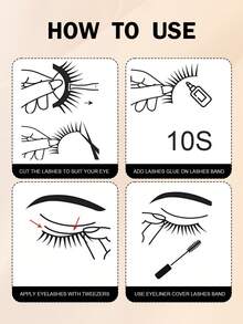 5 Pairs Natural Manga Anime False Eyelashes, Strip Lashes, Transparent Stem Transparent Band, Cosplay False Eyelashes, Suitable For Daily Wear And Various Occasions, Easy To Wear And Reusable, Suitable For Beginners, Manga Lashes, Spiky Lashes - Black - View 6