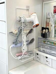 No-Drill Curling Iron Holder Wall-Mounted Bathroom Hair Dryer Storage Rack Umbrella Holder Straightener Holder Space-Saving - Multicolor - View 10