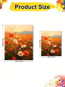 1pc Oil Painting By Numbers Kit, Flower Field DIY Art & Craft, Home Wall Decor, Canvas Oil Painting Decoration, Holiday Gift Includes Paintbrushes And Paints. - Sets - View 4