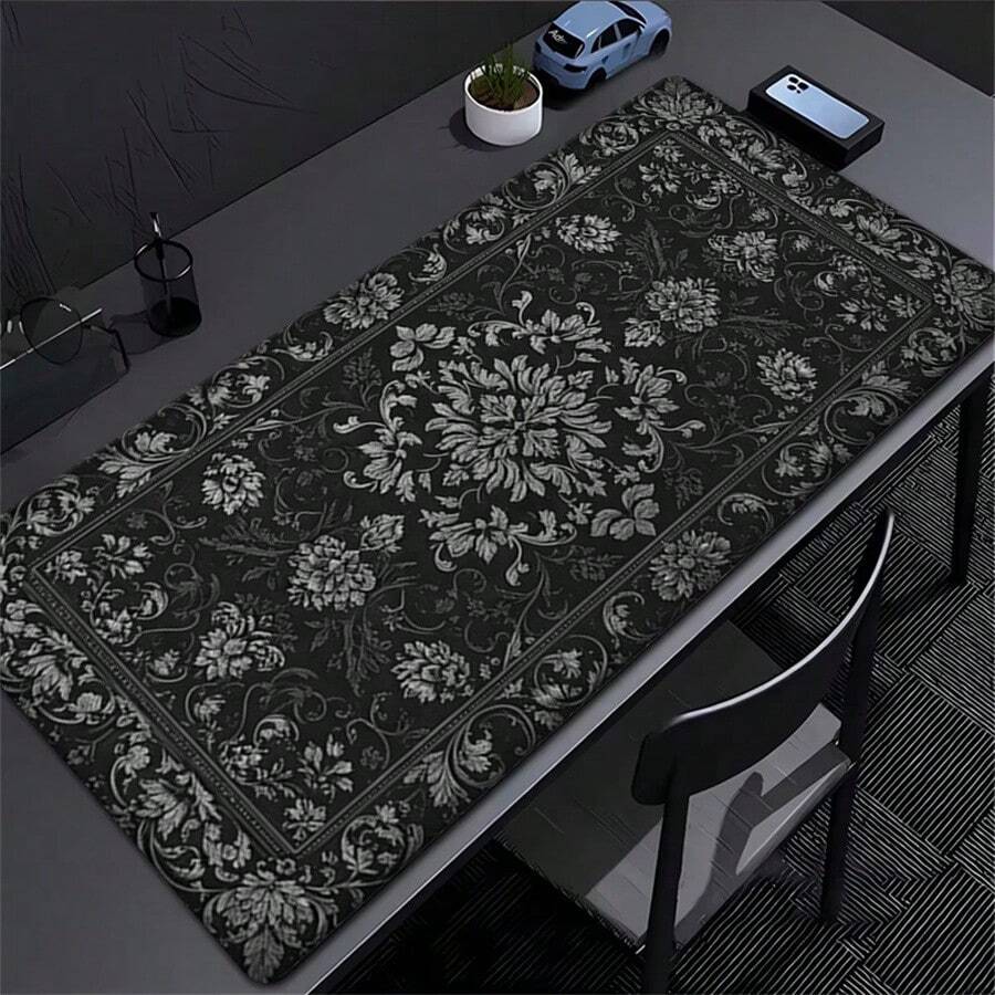 1pc Mouse Pad Black Persian Carpet Gaming XL New Home Mousepad XXL Keyboard Pad Soft Natural Rubber Computer Mice Pad Table Mat Rubber Non-Slip Keyboard Mousepad For PC Computer Office Home School Desktop Decoration - View 1