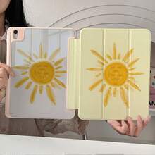1pc Watercolor Sun Inspirational Quote Print Tablet Protective Case, With Pen Slot, Multi-Angle Magnetic Stand, Supports Auto Sleep/Wake, Compatible With IPad PRO/AIR, , Pad 5/6/7, MatePad - Multicolor - View 1