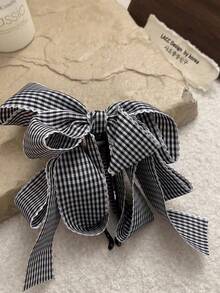 1件女款甜美格紋蝴蝶結髮夾，優雅香蕉夾髮飾 - 彩色 - 查看 5