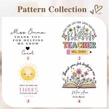 1pc Customized Name Teacher Flower Pot, "Thank You For Helping Me Grow" Personalized Gift, Teacher Desk Decor, End Of School Year Handmade Gift, Back To School Gift, First Day Of School Gift, Gift For Teacher - White - View 3