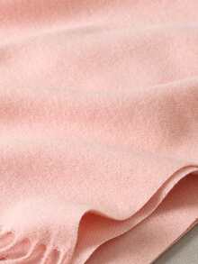 1pc Women's Casual Solid Color Cashmere Scarf, Suitable For Winter Morning And Evening Outings, Warm And Protective - Bright Pink - View 4