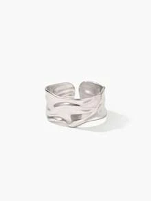 Vandermere Vintage Pleated Wide Stainless Steel Open Rings - Ring - View 5