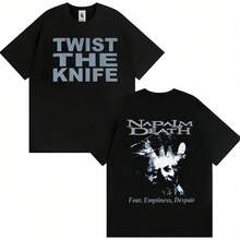 Napalm Death Unisex Tee, Retro Fear Emptiness Despair Artwork Double Sided Print Black Short Sleeve Top, Casual Metal Fan Merch Shirt For Music Lovers - Black - View 1