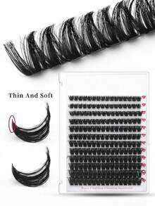 DIY Segmented Eyelashes Pre-Flared Soft Stem Russian Volume Style 100 Clusters Classic False Lashes C/D Curl 8-18mm Length Fluffy Texture Easy To Wear Makeup Tool - D - View 3