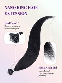 Nano Ring Hair Extensions, Natural Black, 12-22 Inches, Silky Straight Remy Human Hair, Micro Nano Ring Bead Hair Extensions For Women - Multicolor - View 5