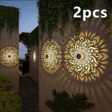 Solar Mandala Pattern Projection LED Wall Light, 1/2pcs Outdoor Solar Decorative Light With Switch And Ni-MH Rechargeable Battery, Waterproof Landscape Light For Yard, Patio, Stairs, Holiday Party Decoration - Outdoor Projector Light - View 8