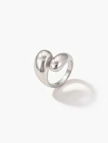 Vandermere Fashionable Stainless Steel Shiny Water Drop Shaped Snake Ring Suitable For Women's Party & Daily Wear - Silver - View 7