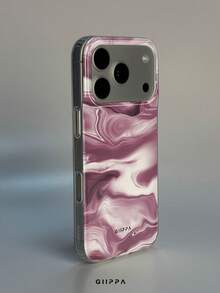 GIIPPA 1件粉紫漸層液態大理石流體圖案設計手機殼，適用於Phone 17 Pro Max，相容於Phone 16 Pro Max、15 Pro Max、14 Pro Max，韓系高端時尚趣味手機殼，適合11/12/13/14/15/16 Pro Max Plus，男女皆宜的優雅設計，聖誕節、情人節、復活節、婚禮季與生日送給女友的完美禮物！ - 淡紫色 - 查看 2