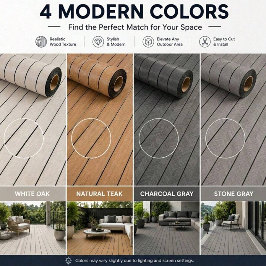 Grooved Lattice Wood Grain Flooring Sticker, Self-Adhesive Waterproof Floor And Wall Decor Sticker, DIY Home Renovation - White Maple - View 1
