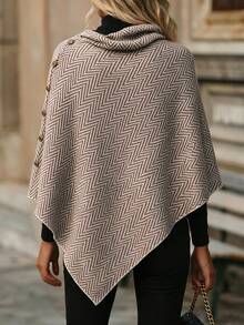 SEREN Autumn/Winter Loose Slouchy Cowl Neck Side Button Cape, Vintage Elegant Outerwear, Suitable For Daily Wear And Outings - Multicolor - View 3