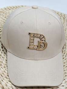 1 pieza Visera de mujer con cristales, Gorra de aleación con letra única M R D, Sombrero protector solar, Sombrero de sol casual - Negro - Ver 24