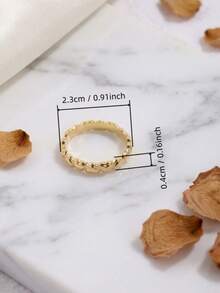 1pc Stainless Steel 18K Gold Plated Full Circle 3D Inverted Heart Ring, Gentle Vintage Texture, Suitable For Casual And Commute Outfits, Symbolizing Full Heart Of Joy, Versatile Hand Accessory - 3D Inverted Heart Ring - View 2