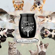 1pc INEYES Personalized Small Pet Urn For Ashes - Waterproof Cremation Keepsake Stainless Steel Memorial Urn With Tree Patterns And Text For Ashes Holder Memorial Dog Cat Funeral Decorative - Multicolor - View 2