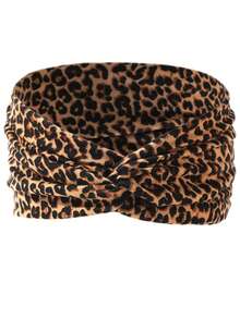 1pc Street Vintage Leopard Zebra Snake Paisley Floral Print Cross Women's Headband, Sports, Photography Versatile Hair Accessory - Multicolor - View 12