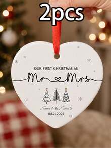 Custom First Christmas Mr & Mrs Ornament 2026, Personalized Name And Date Tree Decor, Romantic Holiday Keepsake, Customized Couple Christmas Decoration, Customizable Wedding Ornament, Newlywed Gift, Christmas Home Decor, The First Christmas, Friend - Style B - View 9