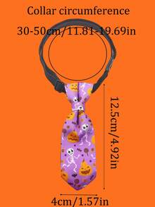 Halloween Pet Tie Collar Spider Ghost Bat Print Pattern Collar Skull Adjustable Cat Neck Collar - Multicolor - View 2