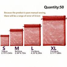 10/50pcs Organza Gift Bags, Jewelry Bags, Small Mesh Drawstring Bags, Wedding Gift Bags, Bracelet Packaging Bags, Transparent Jewelry Small Gift Bags - Multi-color - View 2