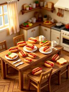 1-20pcs Mini Resin Hot Dog Decorations, Mini Hot Dogs, Suitable For Home Food Decor, Fairy Garden, Mini Landscape And Crafts, DIY Mini Food Decor, Exquisite And Durable Small Models, Phone Case Decoration DIY Accessories - Multicolor - View 6