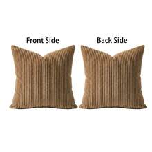 4pcs Bohemian Style Double-Sided 3D Vertical Ribbed Corduroy Pillow Covers (Inserts Not Included), Soft Plush Textured Cushion Covers With Hidden Zipper, Minimalist Solid Color Decorative Throw Pillow Covers For Sofa And Bedroom - Brown - View 4