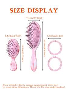 4 PCS Marble Pattern Dual-Use (Dry/Wet) Fluffy Non-Tangling Smooth Hair Comb For Ladies, Massage Comb With Air Cushion, Hairbrush Set, 2 Bracelets - Multicolor - View 7