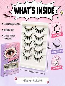 5 Pairs Cartoon Full Strip False Eyelashes, Lightweight And Delicate Synthetic Fiber, Self-Adhesive Strip No Glue Needed - Washable And Reusable, Quick Application For Thick Wild Cartoon Eyes, Suitable For Daily Hot Girl Makeup - View 8