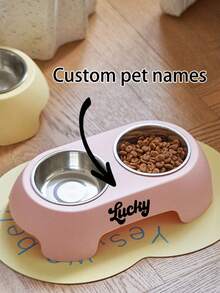 2-In-1 Cat Feeder & Water Dispenser - Dual Bowl, Easy-Clean Pet Food & Water Dispenser With Cute Cat Design, Multiple Colors For Healthy Cat Diet, Cat Feeder And Water Dispenser, Playful Design, Durable Plastic - Multicolor - View 2