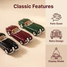 Classic Convertible Vintage Car Simulated Alloy Diecast Model, Retro Old Vehicle Collection Desktop Ornament, Play Car Toy, 3 Colors Optional - Multicolor - View 3